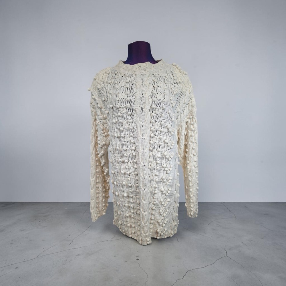 Vintage Express Tricot Handknitted Popcorn Bobble Cable Knit Sweater Medium